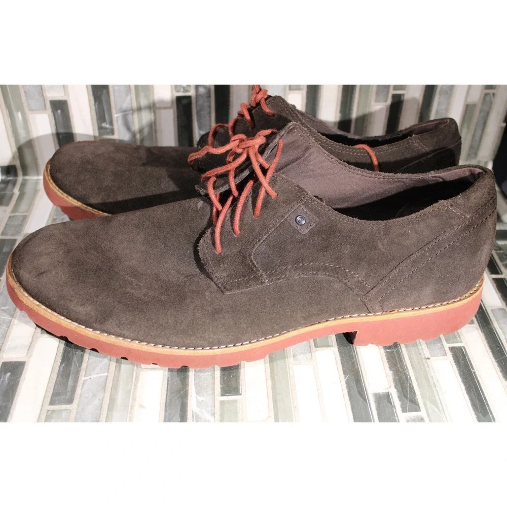 ROCKPORT LEDGE HILL Shoes Plain Toe‎ Brown Suede Leather Oxfords V75319 11